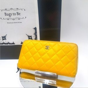 CHANEL Lambskin Quilted Long Zippy Wallet